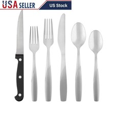 36-Piece Flatware Set 6 W/ Steak Knives Dishwasher Safe Stainless Steel New