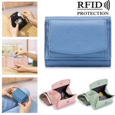 Women's RFID Blocking Small Compact Bifold Pocket Leather Wallet Coin Purse US