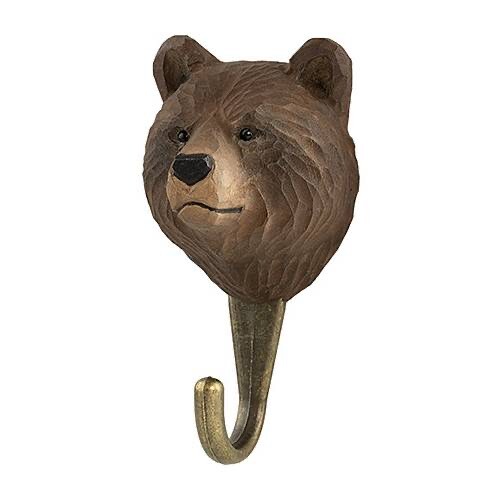 Wildlife Garden Hook Hand Carved Brown Bear