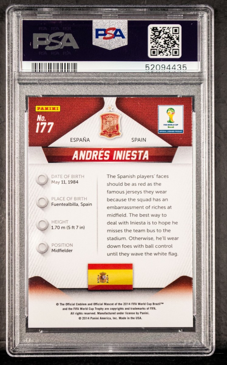 2014 Panini Prizm World Cup Andres Iniesta #177 PSA 9 MINT Spain