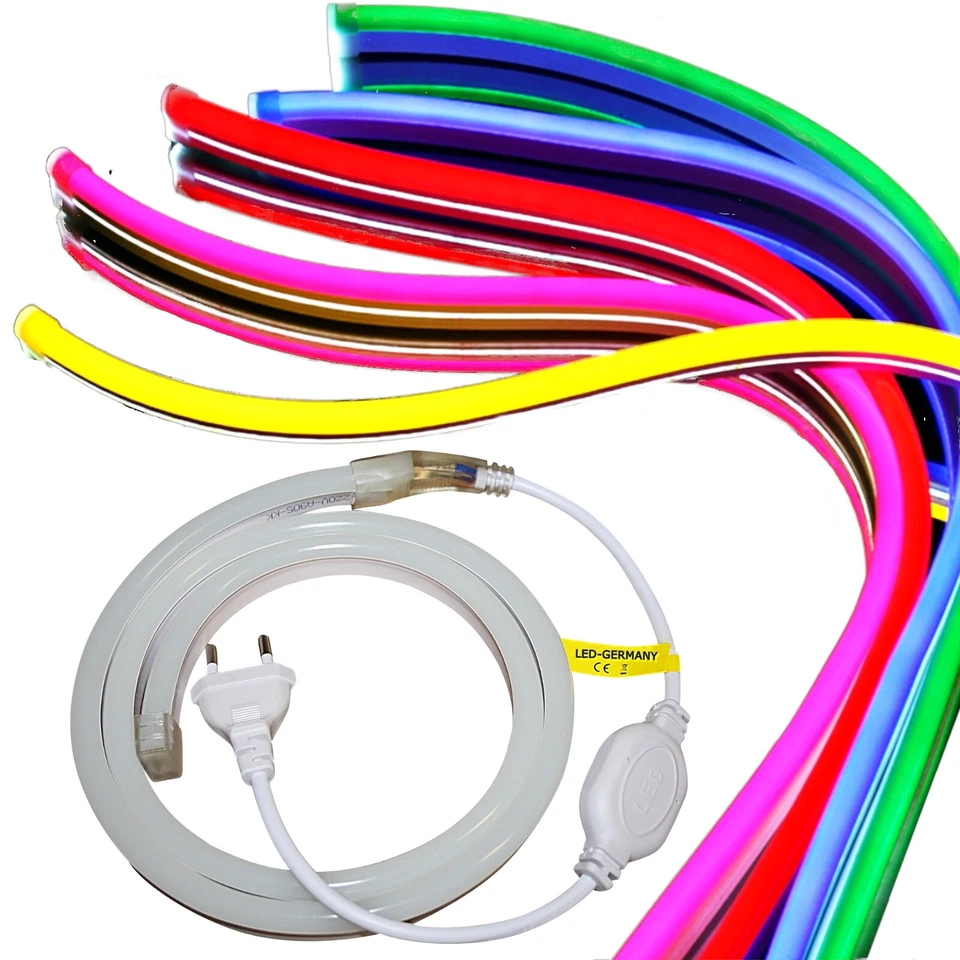 230 220 Volt LED Neon Stripes Leuchtstreifen Lichtband Lichtschlauch RGB weiß  - Bild 1 von 1