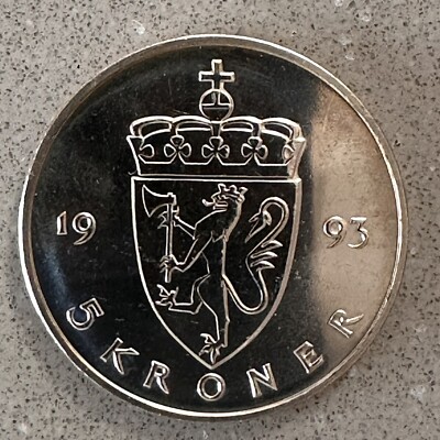 NORWAY 5 KRONER 1993 - UNC