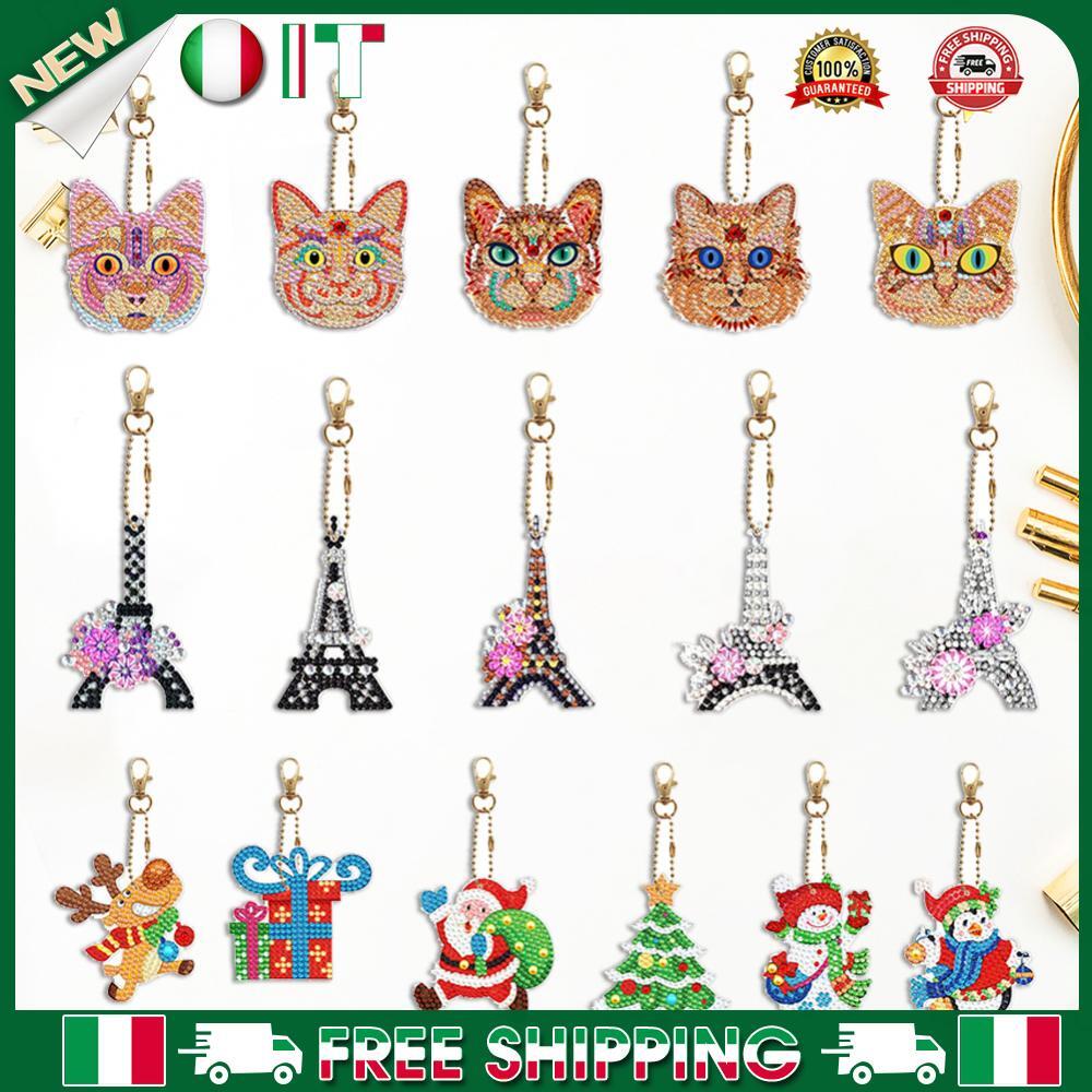 1 Set DIY Key Chains Ring Holder Handmade Bag Pendant Keyring Art