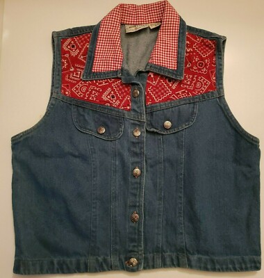 red denim vest