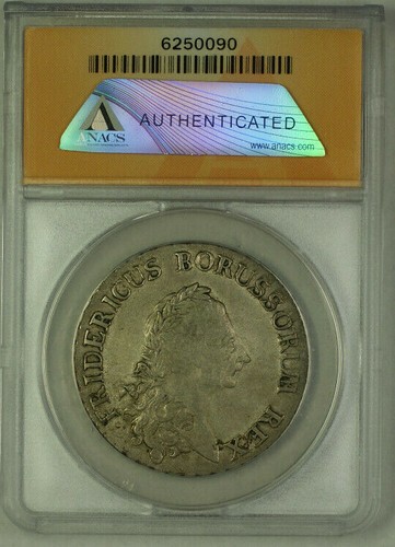1785-A Germany Prussia Thaler Coin ANACS VF-30 Cleaned Details - Picture 2 of 2