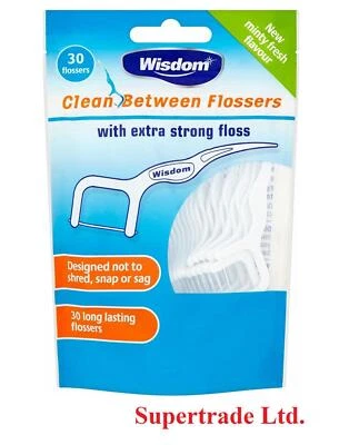 Wisdom Clean Between Flosser With Extra Strong Floss Minty - 30 Flossers X 3