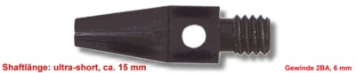 10 Satz (30 Stück) Shaft Alu ultra short, ca. 15 mm, schwarz
