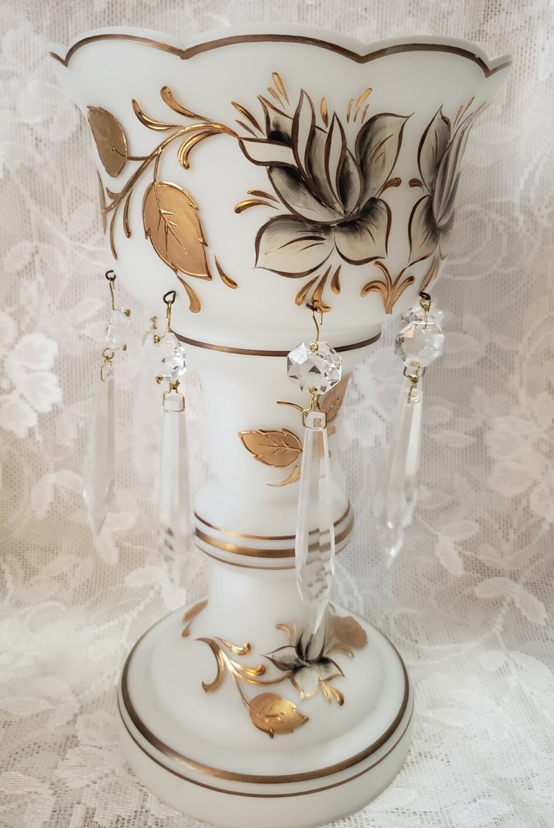 Antique Milk Glass Mantle Luster Candle Holder 10