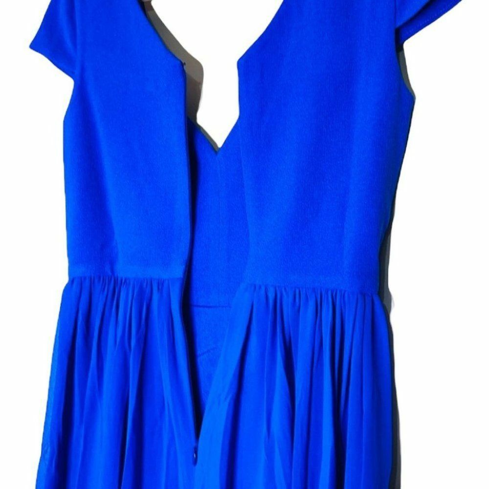 sachin and babi light blue dress CEM Puffy Sleeved Chiffon Mini Black Dress