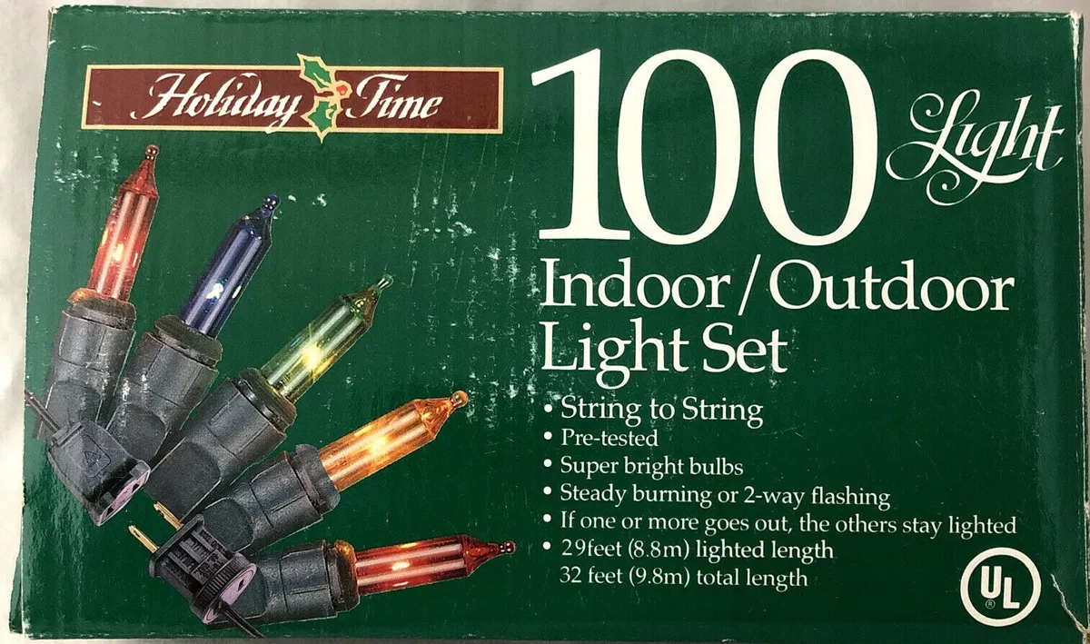 New Holiday Time 100 Ct Indoor Outdoor Multi Color Mini Lights Set Super Bright