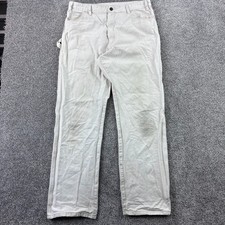 Pantalones de carpintero vintage Dickies para hombre 36x34 blanco pato lona pintados pintores