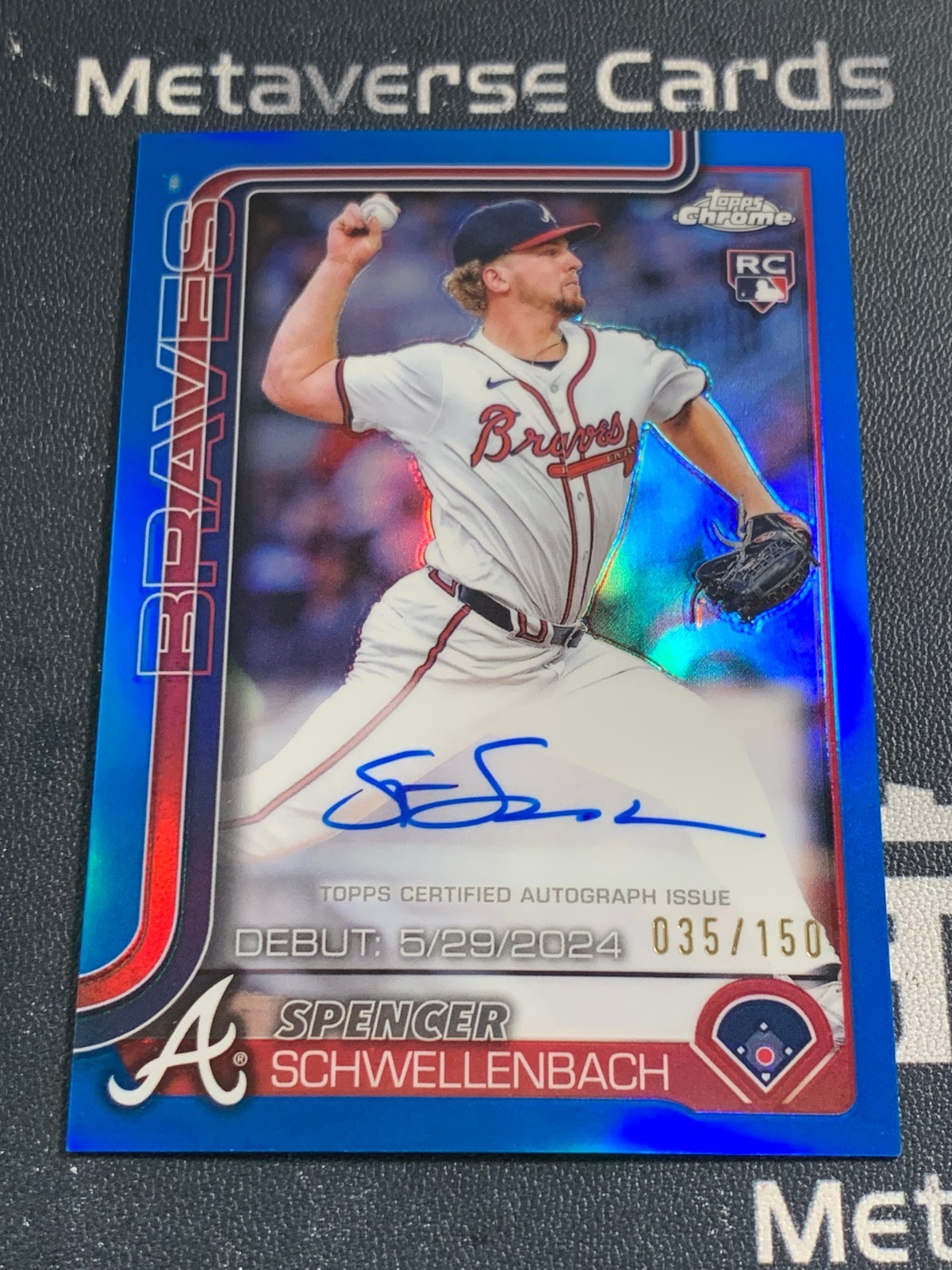 2025 Topps Chrome Spencer Schwellenbach RC Rookie Debut Auto Blue 35/150 Braves