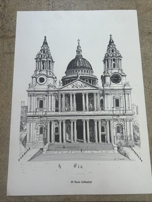 London Landmarks Art Prints By Bernard Smith Vintage 1970s Ink 12''x8'' Set of 6