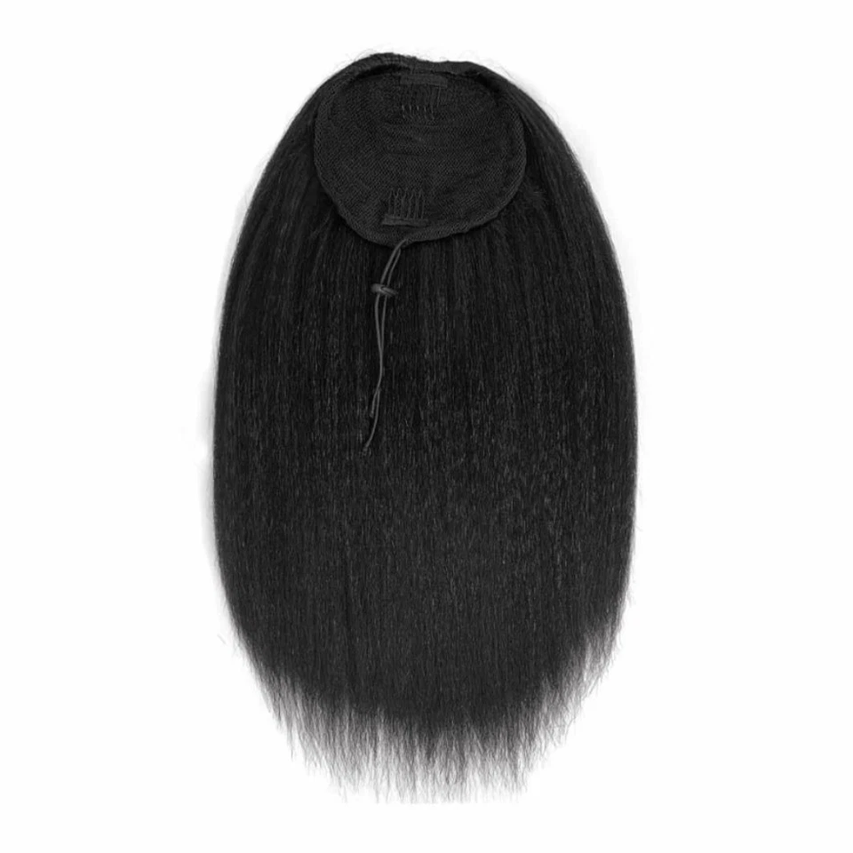 Clip in Bangs Long Yaki Straight Ponytail Wig American - Bild 3 von 4