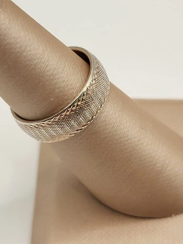 Vintage Milor Italy Textured Rose Gold Sterling Wedding Band Ring Size 5 3/4