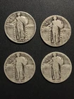 Lot of 4 Standing Liberty Quarters 1926 1927 1929 1930 90% Silver