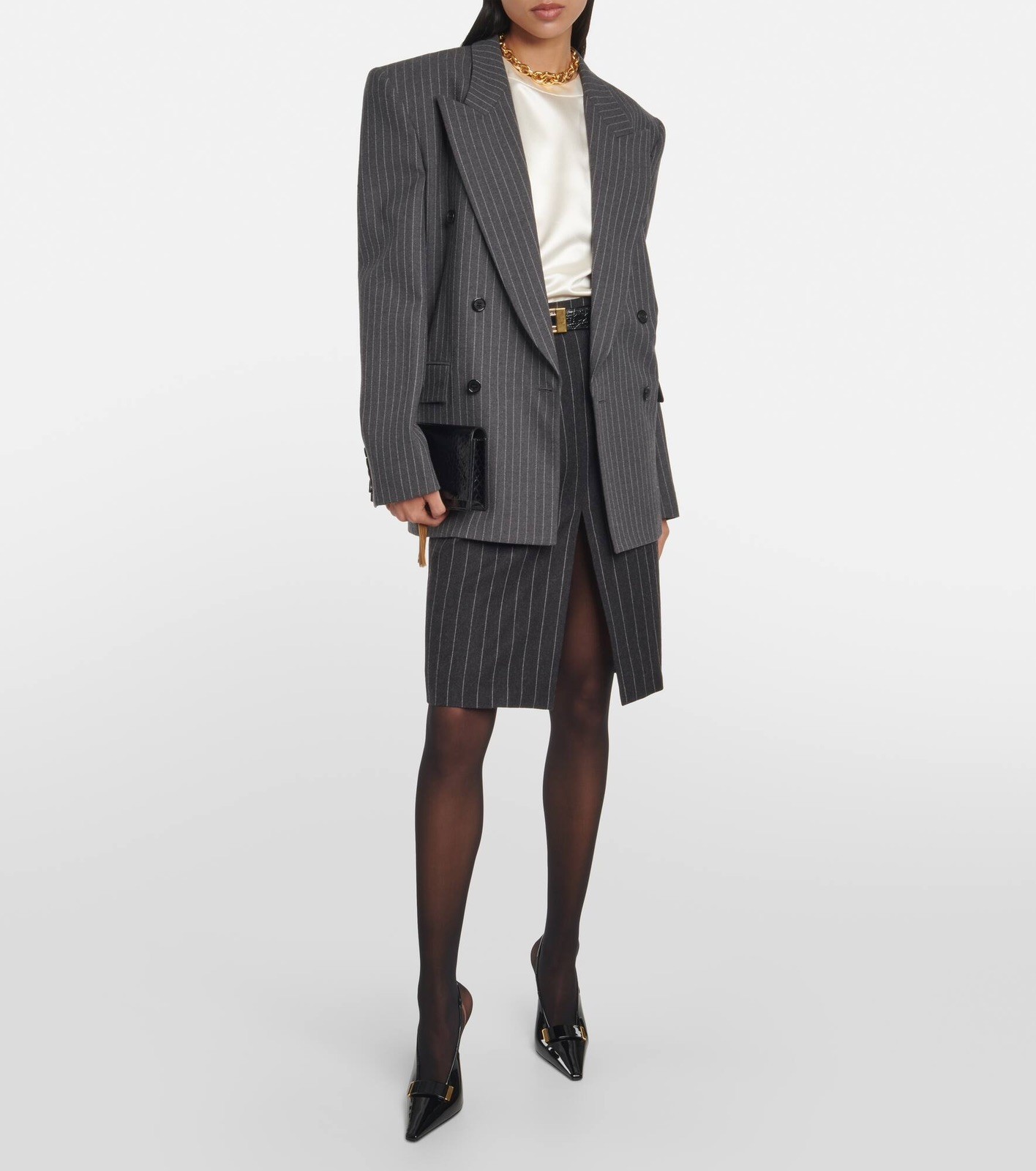 Saint Laurent Aston 115 décolleté slingback nere in vernice taglia 36 NUOVE!