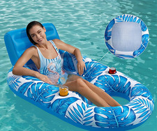 Adult Pool Lounger Recliner Float With Backrest Cup Holders--FREE SHIPPING