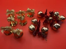 Assorted Metal  Bells With Bows Christmas Ornaments Lot Of 17