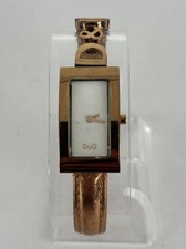 Dolce & Gabbana 18mm Gold Tone Quartz Watch w/Bronze Leather Strap & New Battery
