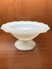 Vintage Anchor Hocking LACE EDGE Milk Glass Compote Pedestal Dish BOWL