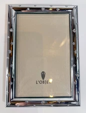 L'Objet Swarovski crystal stars platinum plated 4x6 picture photo frame ornate