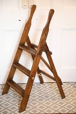 Vintage Library Steps, Folding Wooden Step Ladder, Wooden Steps - Excellent