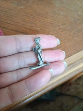 Antique RAWCLIFF Pewter SKIER Figurine Very Small 