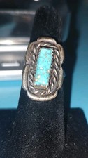 Sterling Silver Turquoise Ring Sz6 Patina 7.5g