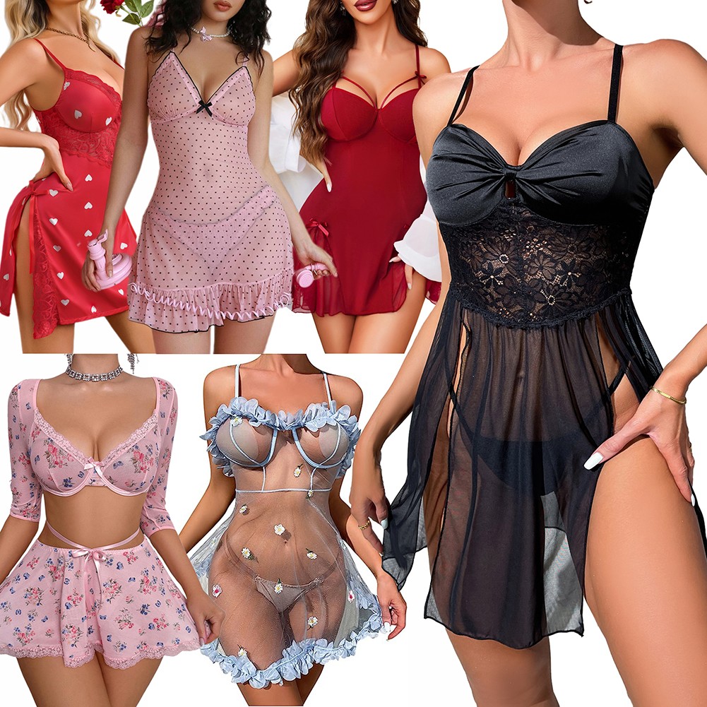 Women's Sexy-Lingerie Babydoll G-string Sleepwear Underwear Lace Dress  Nightwear | eBay