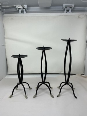 ELEMENTS Black Pillar Holders, Set of 3
