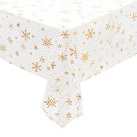 Weihnachtstischdecke Tischdecke 140X360Cm Weiß Gold Schneeflocken Tischtuch Deko