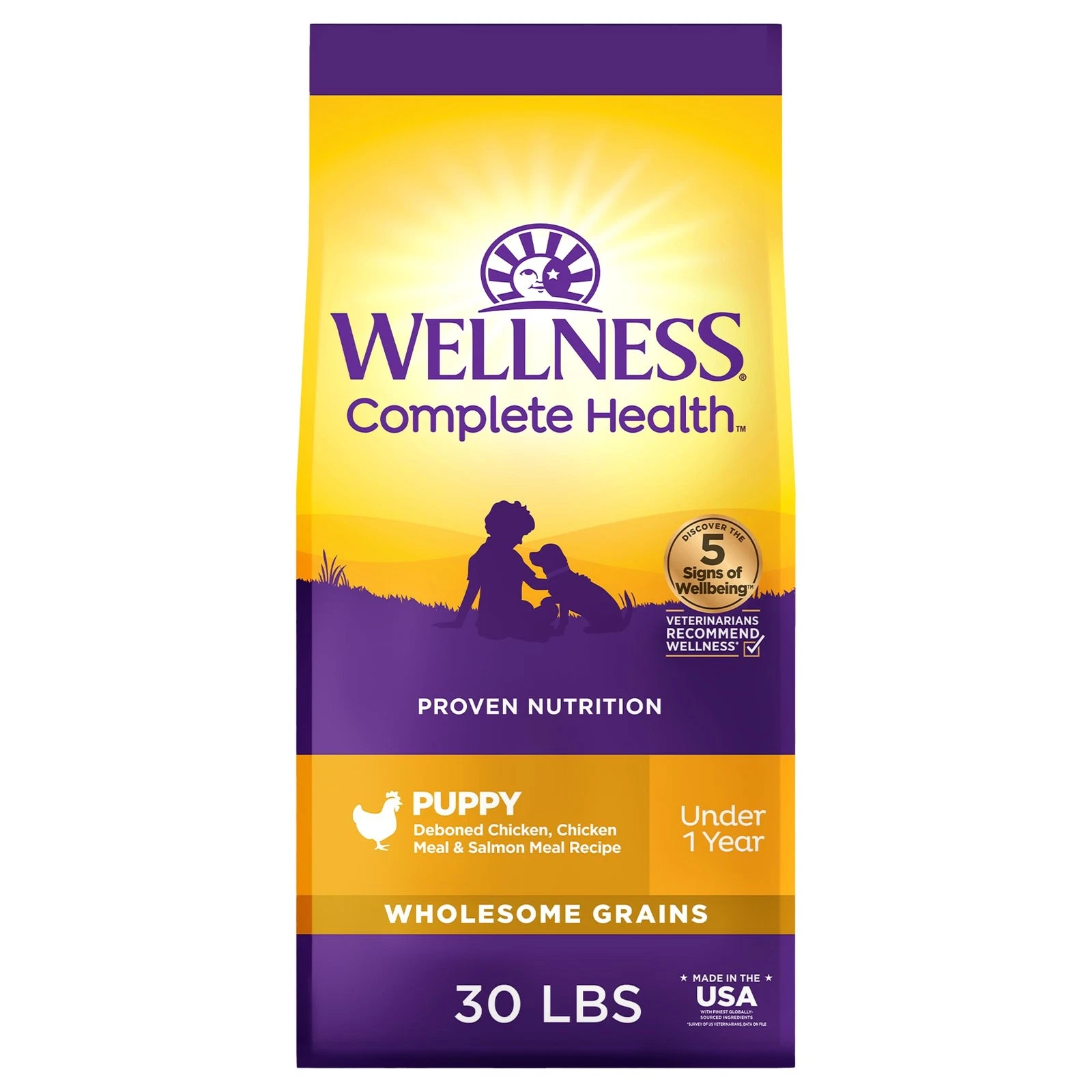 Wellness Complete Health Dry Puppy Food, Chicken, Salmon Oatmeal, 30-Pound ...