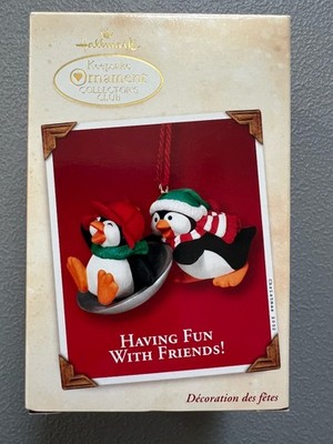 Hallmark Having Fun With Friends Ornament 2002 KOC Exclusive Penguins MIB