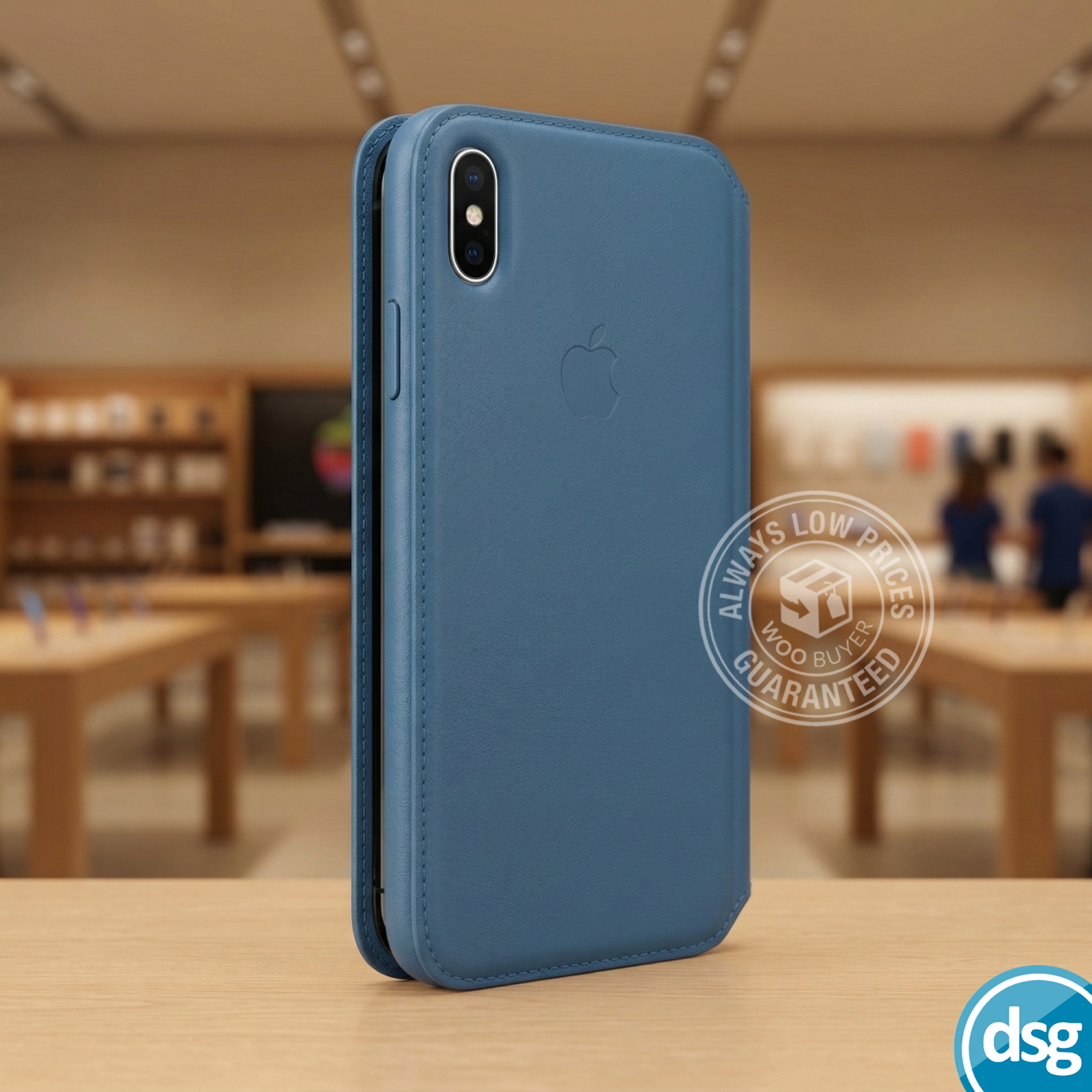 Genuine Apple iPhone XS Max Leather Folio Case Cover / Cape Cod Blue / MRX52ZM/A
