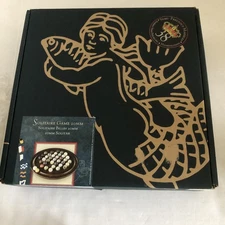 AM Authentic Models Semi-Precious Marbles 38 Solitaire Game Wood Board 