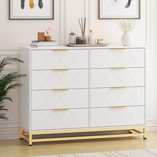 8 Drawer Dresser Modern Wood Chest of Drawers with Metal Handles Bedroom Office