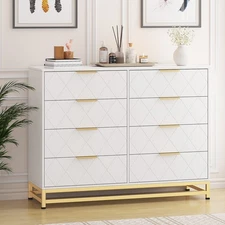 8 Drawer Dresser Modern Wood Chest of Drawers with Metal Handles Bedroom Office