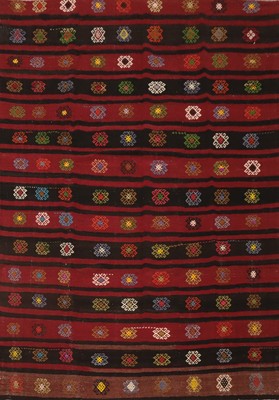 Flat-weave Reversible Area Rug 7x8 Vegetable Dye Kilim Turkish Carpet