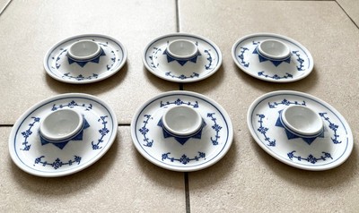 Winterling Vintage Eierbecher 6 Stück Indisch Blau Strohblume