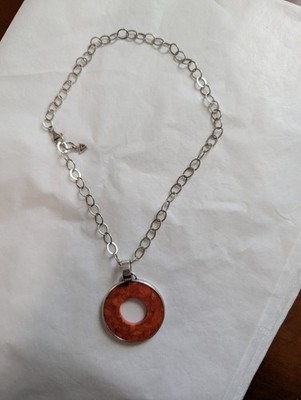 Silpada N1564 Sponge Coral Sterling Silver Pendant Necklace 17''-19'' Retired .925