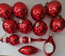 Lot Of 11 Assorted Red Christmas Tree Ornaments/ Christmas Tree Decor Home Decor