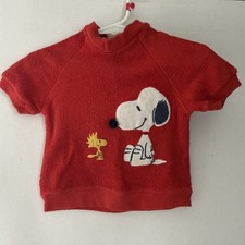 Vintage Snoopy Woodstock Terry Cloth Red T-shirt 2T Toddler 3D Nose Peanuts