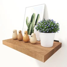 Solid Oak Floating Shelves - 16" Wide X 10" Deep, Heavy Duty Floating Shelf w...