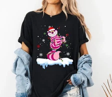 Disney Santa Cheshire Cat  Black T-Shirt