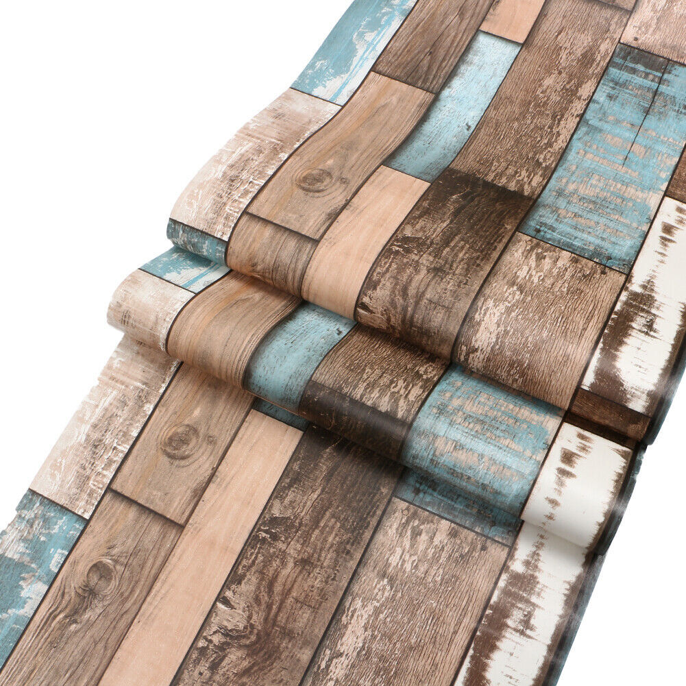 6m Rustic Wood Plank Self Adhesive Wallpaper Vinyl Furniture Wrap Wall