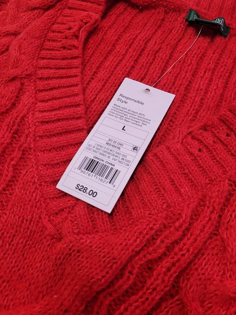 Women's V-Neck Destructed Pullover Sweater - Red - L - Wild Fable