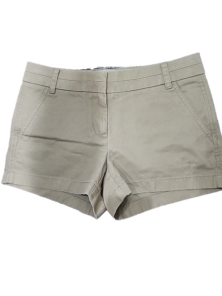 J. Pantalones cortos chinos Crew 100 % algodón marrón claro tiro medio 3 entrepiernas para mujer 2 Foto 2 de 4