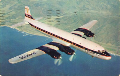 Postcard Delta C&S Air Lines Douglas DC-7 Airplane 1955