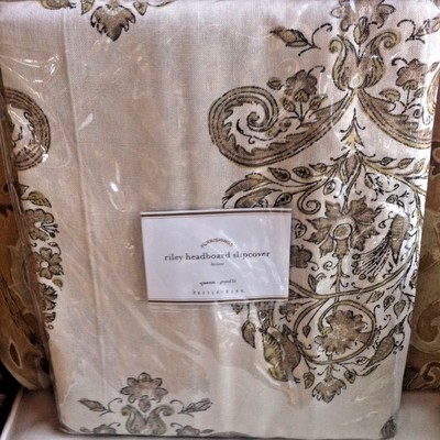 Pottery Barn Riley Headboard Slipcover Queen Bhotah Natural New In